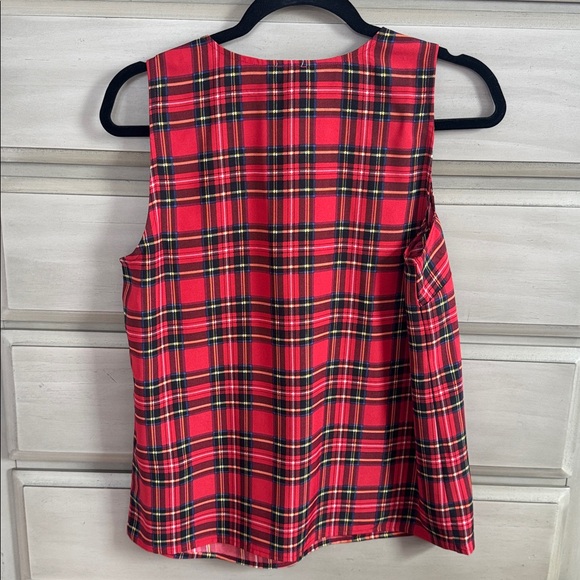 NWT J. Crew Factory Red and Black Plaid Tartan Sleeveless Blouse Small - Picture 4 of 4